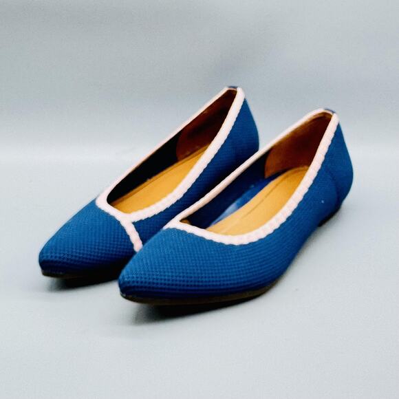 Vionic Shoes Womens 7 Blue Knit Dahlia Ballet Flats Pointed Toe Slip On Comfort - Picture 3 of 12